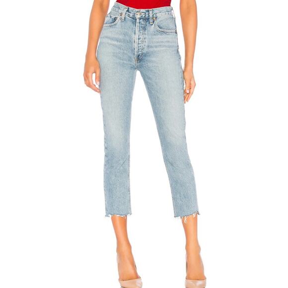 Agolde Riley High Rise Straight Crop In Zephyr Women's Size 26 - Picture 1 of 6